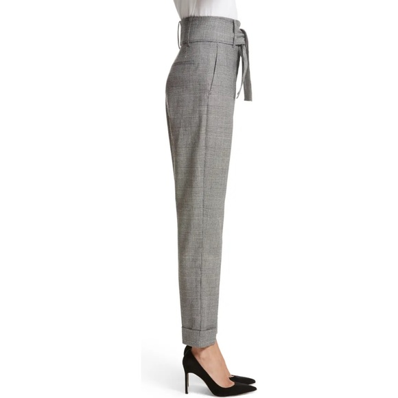 SARA BATTAGLIA Glen Plaid Belted High Waist Pants Trousers Gray Size 6 S 42 - Picture 3 of 12